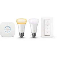 Hue White Ambiance Starter Kit(2 A19 Bulbs, Hub Bridge, Dimmer Switch) | Electronic Express