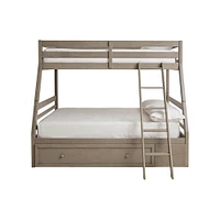 Ashley Signature Design Lettner Twin over Full Bunk Bed with Ladder - Light Gray | Electronic Express