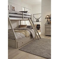 Ashley Signature Design Lettner Twin over Full Bunk Bed with Ladder - Light Gray | Electronic Express