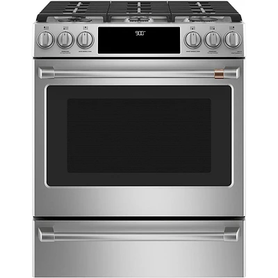Cafe 5.7 Cu. Ft. Stainless Smart Dual-Fuel Range with Warming Drawer | Electronic Express