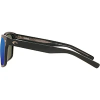Costa Aransas Matte Black/Blue Mirror Polarized Glass Mens Sunglasses | Electronic Express