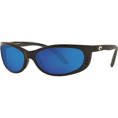 Costa Fathom Matte Black/Blue Mirror Polarized Mens Sunglasses | Electronic Express