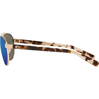 Costa Fernandina Brushed Gold/Blue Mirror Polarized Glass Womens Sunglasses | Electronic Express