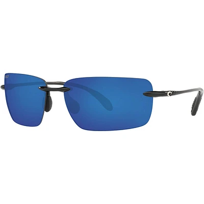 Costa Gulf Shore Shiny Black/Blue Mirror Polarized Mens Sunglasses | Electronic Express