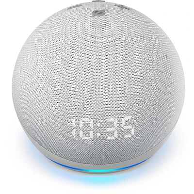 Echo Dot (4th Gen) Smart speaker with clock and Alexa - Glacier White  | Electronic Express
