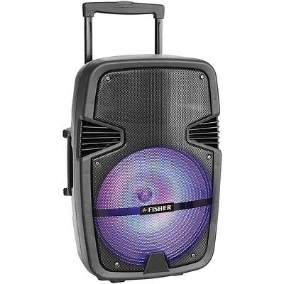 Fisher Bass Jam Portable Speaker 12 inch Subwoofer 2600 Watt PMPO Karaoke Input | Electronic Express
