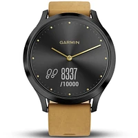 Garmin 010-01850-10 vívomove HR Sport Watch, Black/Tan | Electronic Express