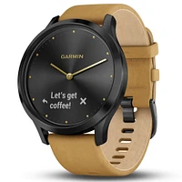 Garmin 010-01850-10 vívomove HR Sport Watch, Black/Tan | Electronic Express