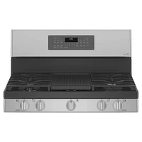 GE Profile 6.8 Cu. Ft. Stainless Gas Double Oven Range with No Preheat Air Fry | Electronic Express