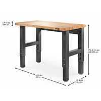 Gladiator 4 ft. Adjustable Height Hardwood Top Workbench | Electronic Express