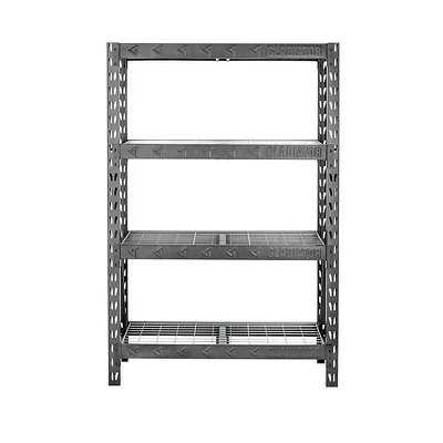 Gladiator Garage Works 48 inch Heavy Duty Rack with Four 18 inch Deep Shelves - Hammered Granite | Electronic Express