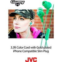 JVC Gumy Plus Earbud Headphones - Green | Electronic Express