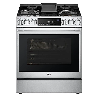 LG Studio 6.3 Cu. Ft. Stainless Slide-In Gas True Convection Range | Electronic Express