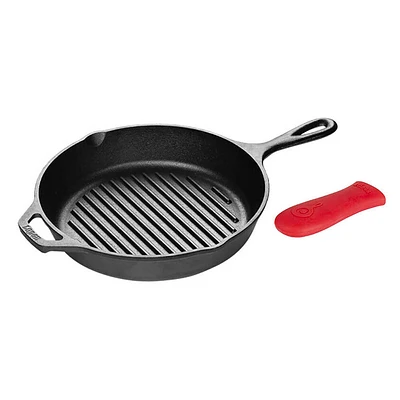 Lodge 10.25 inch Cast Iron Grill Pan with Silicone Handle | Electronic Express