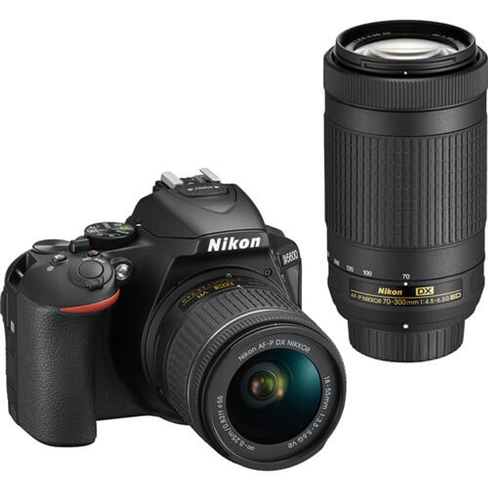 Nikon 1580 D5600 DSLR Camera with 18-55mm / 70-300mm Lenses OPEN BOX D5600BUND | Electronic Express