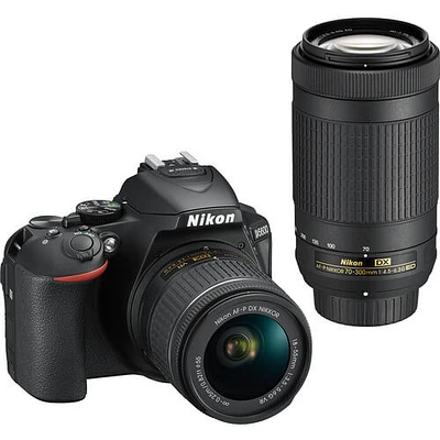 Nikon 1580 D5600 DSLR Camera with 18-55mm / 70-300mm Lenses OPEN BOX D5600BUND | Electronic Express