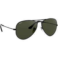 Ray-Bans Aviator Large Metal Black G-15 Green Crystal | Electronic Express