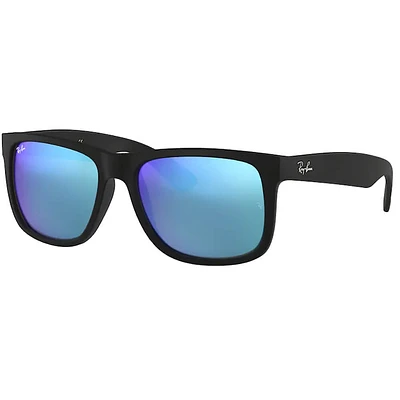 Ray-Ban Justin Rubber Black Blue Flash Plastic | Electronic Express