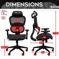 RTA Products AIRFLEX Cool Mesh Gaming Chair - Red | Electronic Express