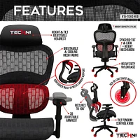 RTA Products AIRFLEX Cool Mesh Gaming Chair - Red | Electronic Express