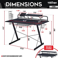 RTA Products Techni Sport Gaming Desk - Carbon | Electronic Express