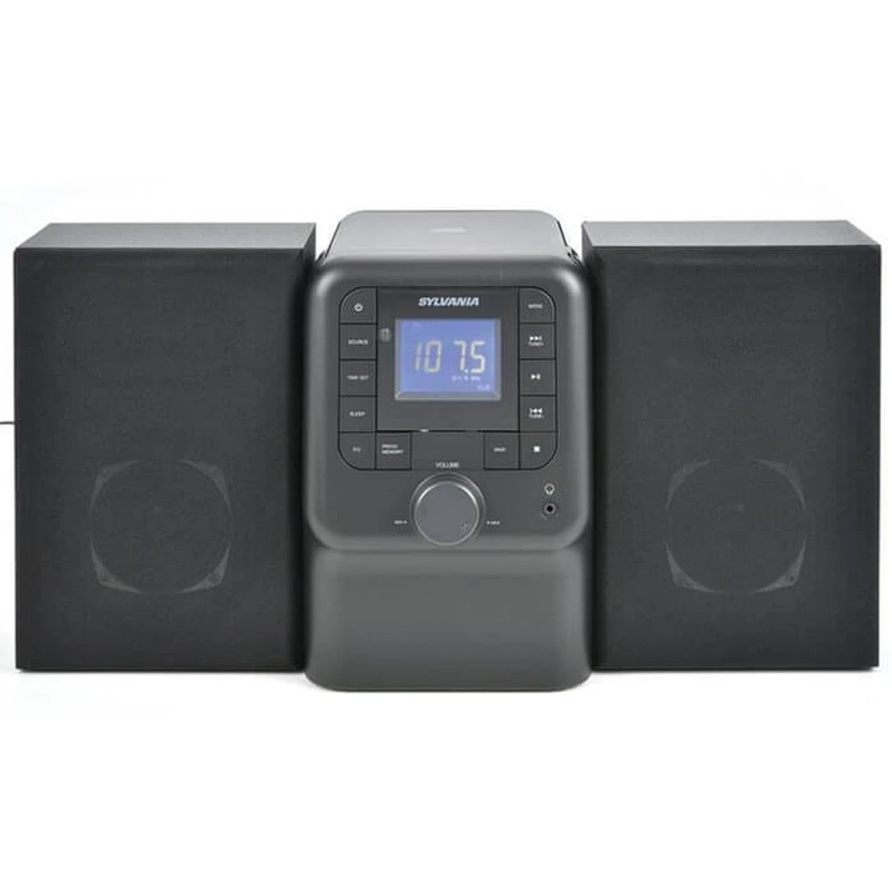 Sylvania Bluetooth Micro System with FM Radio and CD Player - Black | Electronic Express