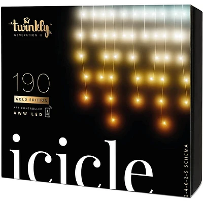 Twinkly 190 LED Icicle - Gold Edition  | Electronic Express