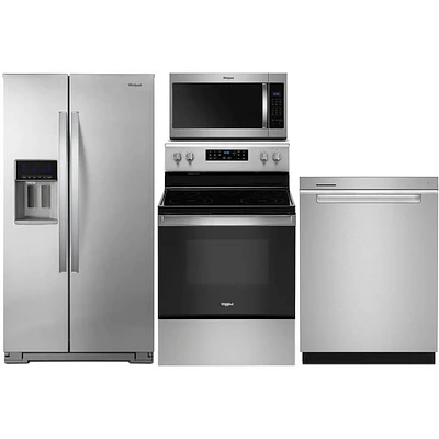 Whirlpool 4 Pc. Stainless Counter Depth Side-by-Side Kitchen Package | Electronic Express