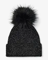 Metallic Knit Pom Beanie Women's Neutral