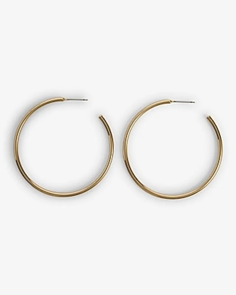 Classic Thin Post Back Hoop Earrings Women's Silver