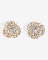 Rhinestone Pave Knot Stud Earrings Women's Gray