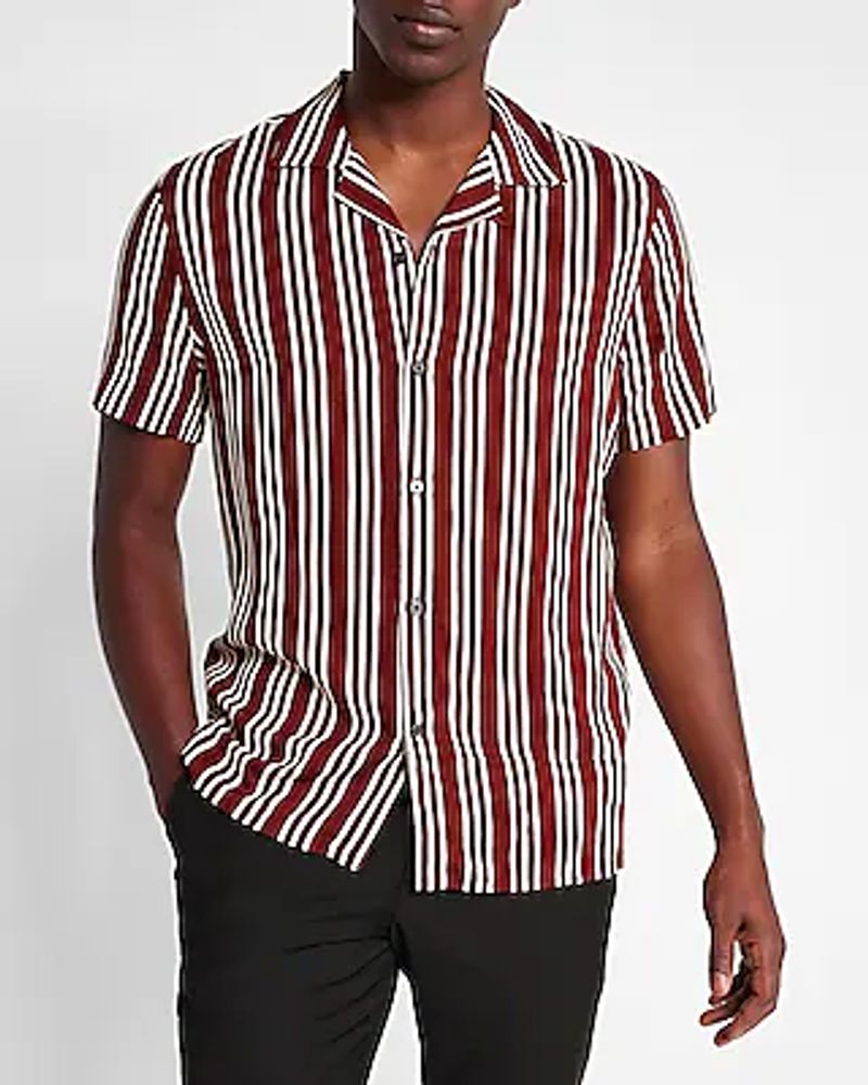 Striped Rayon Short Sleeve Shirt
