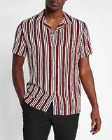 Striped Rayon Short Sleeve Shirt Black Men's XL