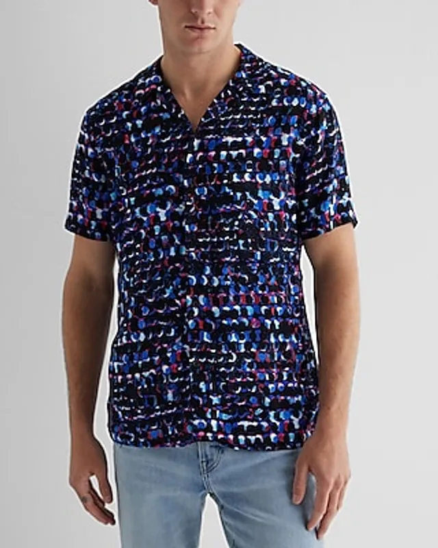 Express Abstract Layered Circle Rayon Short Sleeve Shirt Men's at Foxvalley Mall in Aurora, IL Express Abstract Layered Circle Rayon Short Sleeve Shirt Men's at Foxvalley Mall in Aurora, IL