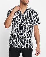 Geo Print Rayon Short Sleeve Shirt Neutral Men's XL