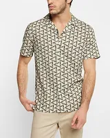 Diamond Print Rayon Short Sleeve Shirt