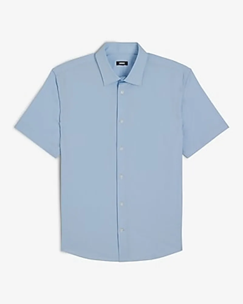 Slim Solid Short Sleeve 1Mx Dress Shirt Men