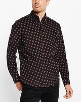 Big & Tall Geo Print Stretch Corduroy Shirt Brown Men's XXL