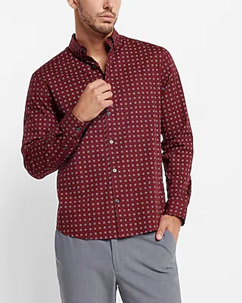 Geo Print Stretch Cotton Shirt Men's XS