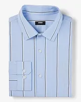 Big & Tall Slim Double Striped Stretch 1Mx Dress Shirt Gray Men's XXL