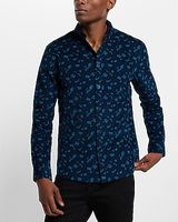 Floral Stretch Corduroy Shirt Brown Men's XS