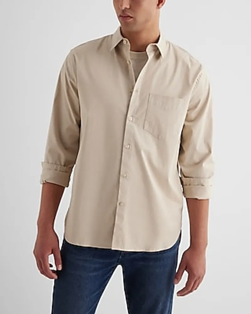 Relaxed Single Pocket Stretch Cotton Shirt Men's