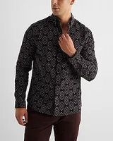 Abstract Geo Print Corduroy Shirt Neutral Men's