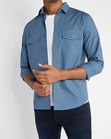 Solid Stretch Paper Poplin Shirt