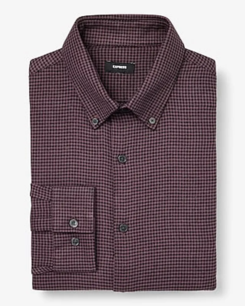 Slim Gingham Stretch Flannel 1Mx Dress Shirt Blue Men's