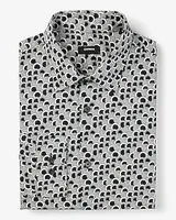 Slim Layered Circle Print Stretch 1Mx Dress Shirt Neutral Men's XS