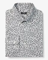 Slim Mini Abstract Print Stretch 1Mx Dress Shirt Brown Men's