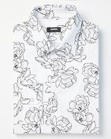 Slim Floral Stretch 1Mx Dress Shirt Black Men's XXL Tall