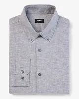 Big & Tall Extra Slim Solid Linen-Cotton Blend Stretch 1Mx Dress Shirt Men's XXL