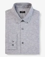 Extra Slim Solid Linen-Cotton Blend Stretch 1Mx Dress Shirt